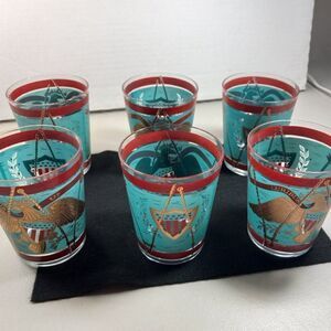 Vintage "E Pluribus Unmu" Regimental Drum Old Fashion Glasses Barware